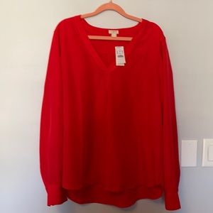 JCREW Women's red blouse- Size XL NWT